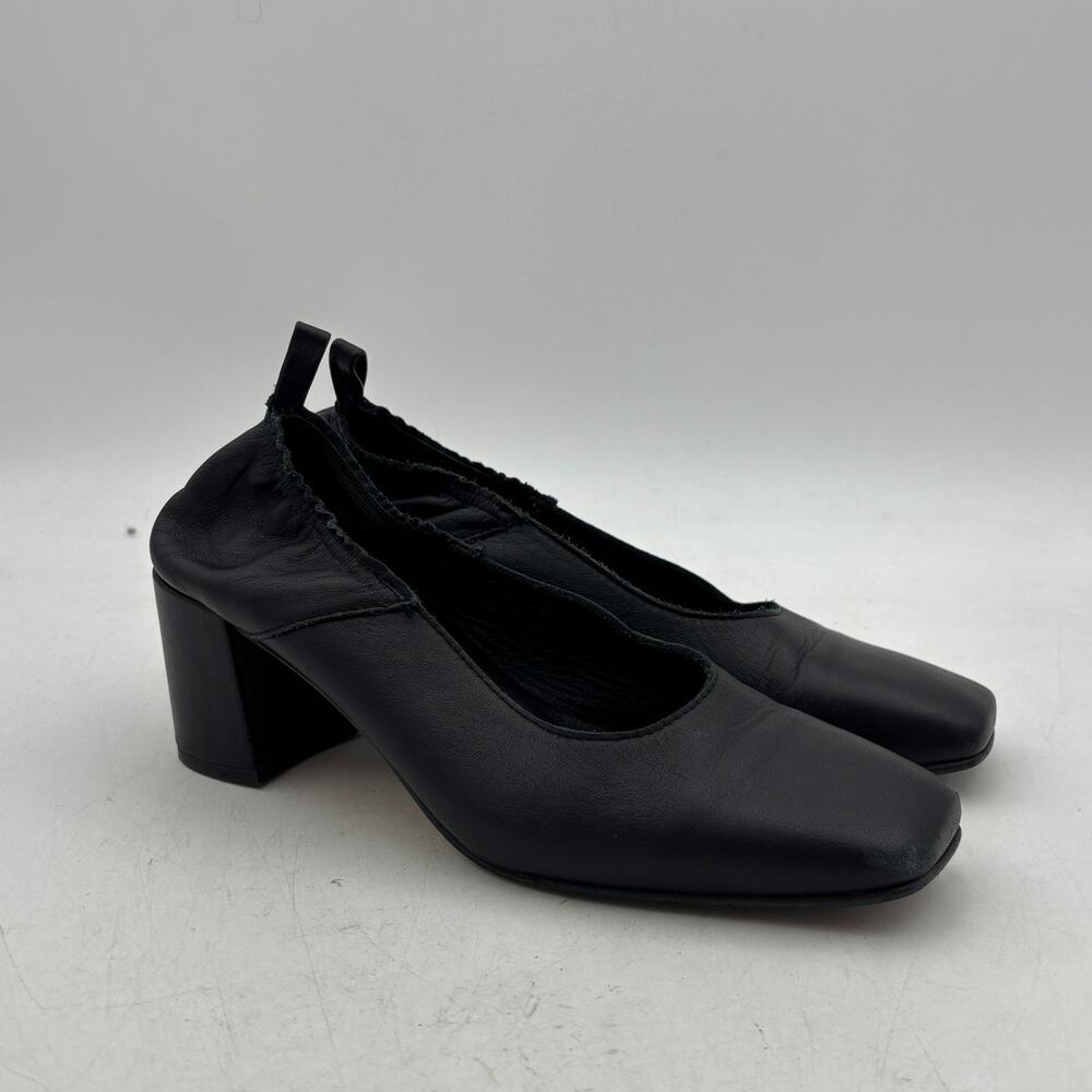 ALOHAS Agent Black Leather Square Toe Pumps Women's 38 US 7-7.5